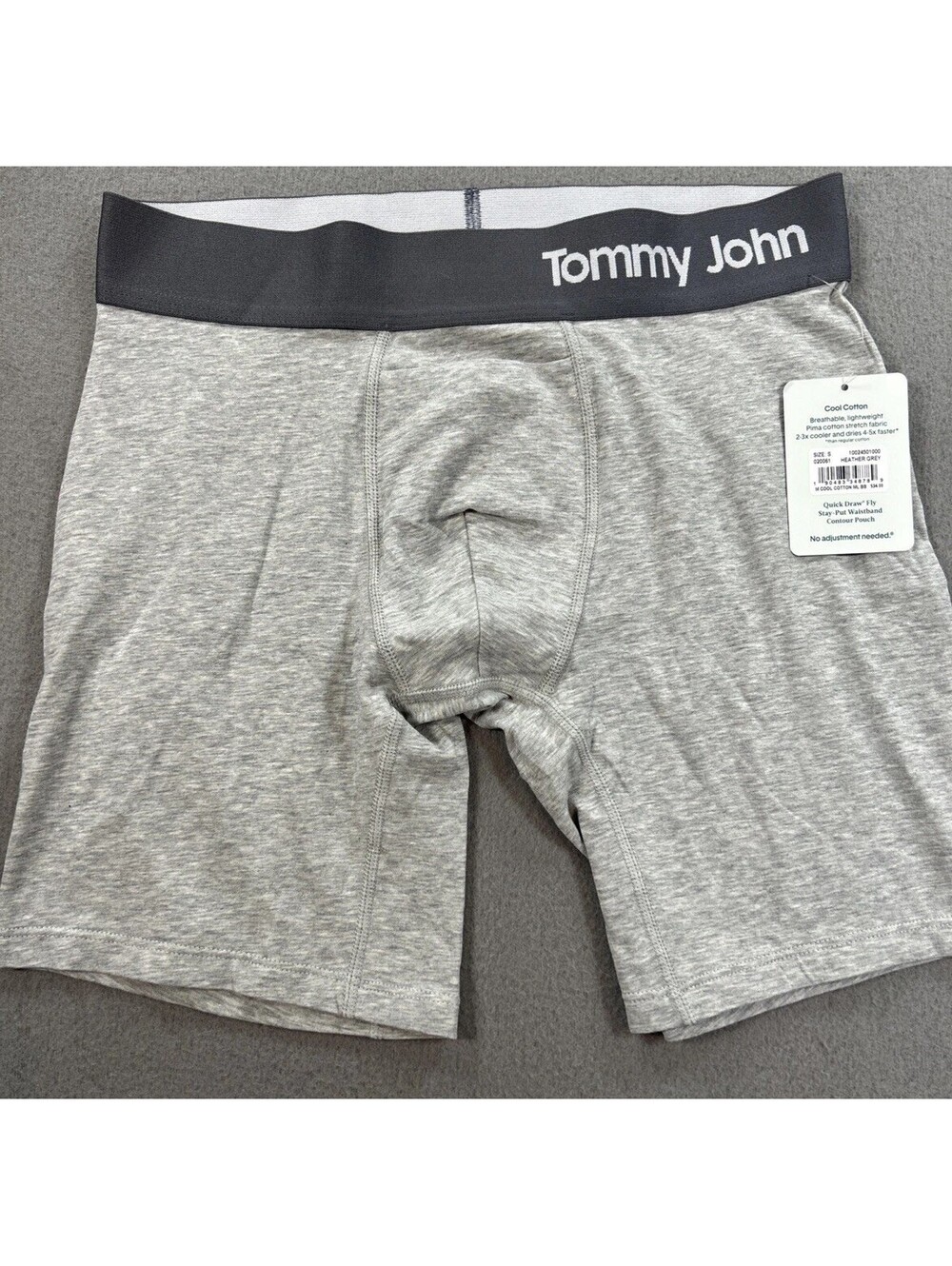 Tommy John NWT Cool Cotton Heather Gray Breathable Lightweight Boxer Size S